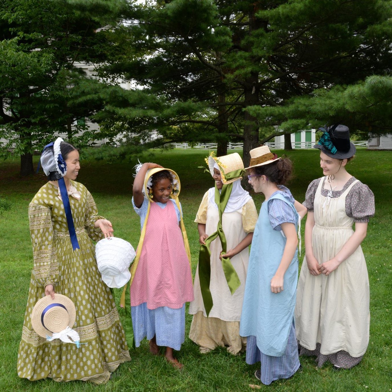 Girls dressed in historic clothing